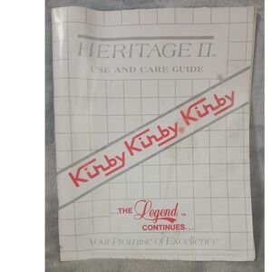 Vintage Kirby Heritage II Use and Care Guide Manual 1984 Vacuum Instructions